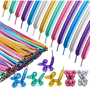 Metallic 260 Balloons 80PCS Multicolored Latex Long Shiny Balloon to Twisting Flowers Animals for Birthday Party Anniversary Wedding or Other Party Events and Festivals