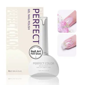 PERFECT COLOR Nail Foil Glue Gel 15ml, High Adhesion Foil Transfer Gel for Nail Art Stickers, Soak Off LED Lamp Required Manicure DIY at Home Nail Gifts for Women
