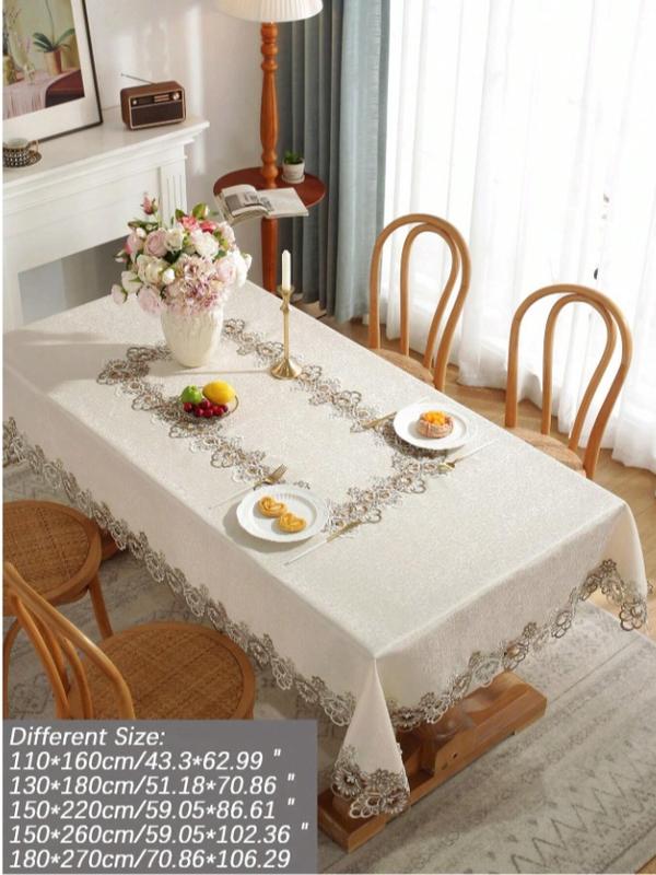 1pc Jacquard Satin Fabric Table Cloth, Square/Rectangular For Kitchen, Dining, Coffee, Vanity, Living Room, Bedroom, Outdoor Furniture, Party, Holiday Decor