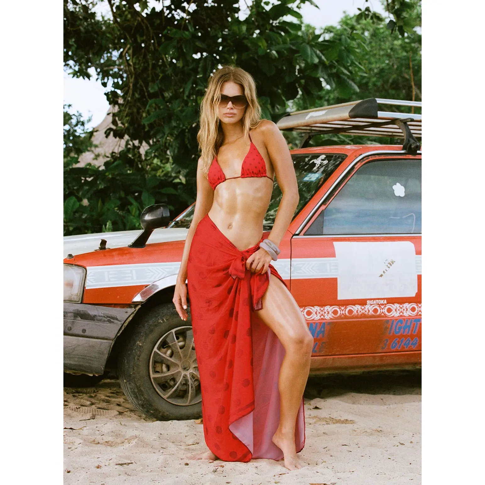 Sugar Storm Sarong Red Polka