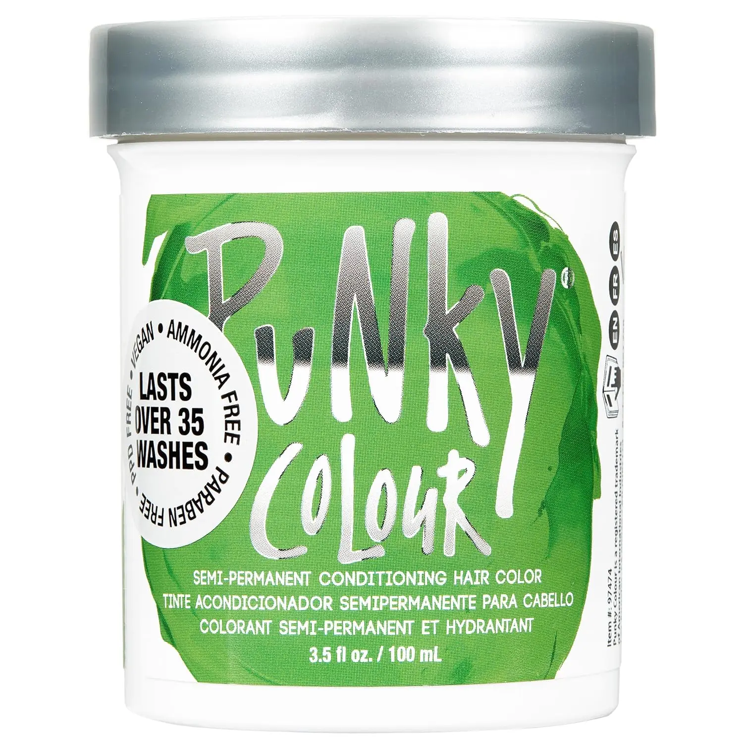 Punky Brightening Spring Green Semi Permanent Silky Keratin Cream Hair Color - Vegan, Cruelty-Free Conditioning Dye (3.5 fl oz, Ammonia/Peroxide-Free, Chemically Treated Hair Safe, Color Extending Haircare Essential, Lasts Up to 35 Washes)