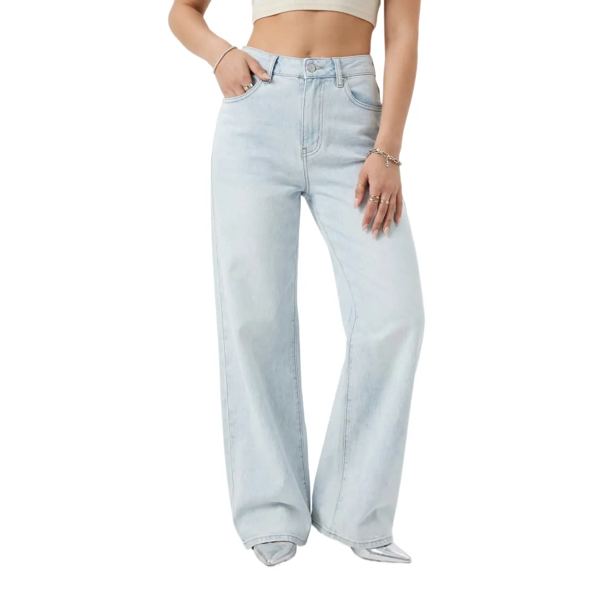 CANANA Plus Size High Rise BBL Wide Leg Jeans Baggy Y2K 90s Flared Dark Wash Denim SH25F14