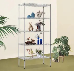 BestOffice Wire Rack 5 Shelf Storage Unit Wire Shelving Unit Metal Shelf Organizer Heavy Duty Certification Commercial Grade Rack Utility for Bathroom Office Kitchen