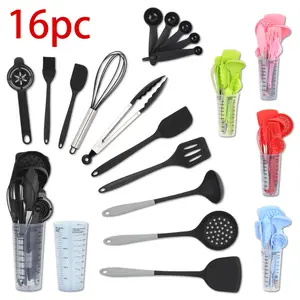 Stop Cluttering Your Drawers!  All-in-One 12pc Silicone Utensil Set with Built-in Measuring Cup Storage | Perfect for Baking & Cooking  #TikTokShopFinds