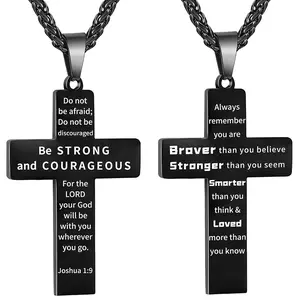 .K Jewelry American Flag Cross Bible Verse Pendants Necklace Chains,Patriotic Christian Gifts for Men/Women/Boys/Teenagers, Jewlery Jewllery vintage Husband Valentines Gift prayer Minimalist  bruh anniversary fashionable Motivational Phrase Biblical Quote