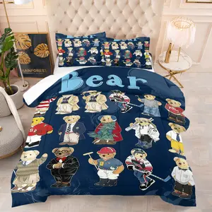 Trendy Bear Comforter Set, Soft And Durable Bedding Set, Including 1 Comforter And 1 Or 2 Pillowcases, Daily Holiday Birthday Gift Bedroom Decoration For Children And Adults