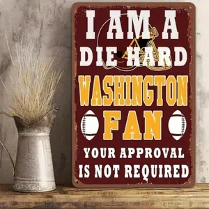 Washington Commanders Official NFL Tin Sign Metal Wall Plaque, Vintage Rustic Decor for Man Cave, Bar, Garage, Office, Gift for