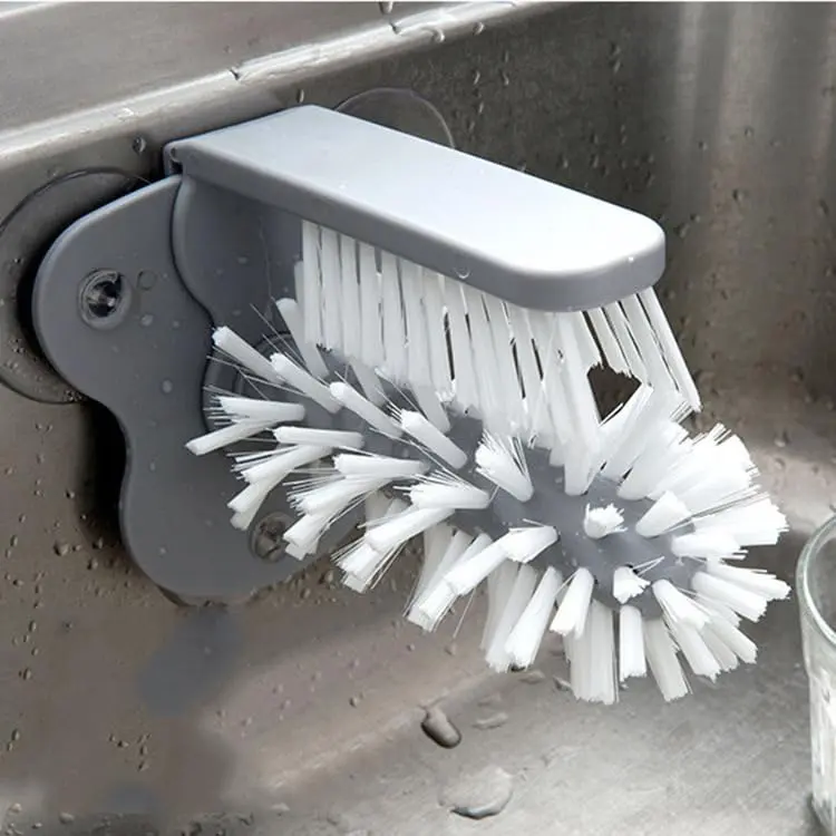 Water Bottle Cleaning Glass Washer Brush Cup Sink Washer Brush with Suction Base Bristle Brush for Beer Cup, Long Leg Cup, Red Wine Glass and More Bar Sink Brushes Cup Brush Bar Kitchen Tool