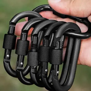 12pcs/8pcs/6pcs D-shaped Spring Hook Carabiners, Aluminum Alloy Buckles for Outdoor Activities, Climbing, Camping, Hiking, Fishing, Keychain Hooks