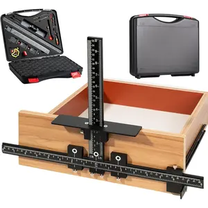 14-Piece Cabinet Hardware Jig Tool Set, Aluminum Alloy Cabinet Handle Template Jig Tool of Drawer Front Knobs, Handles and Pulls, Door