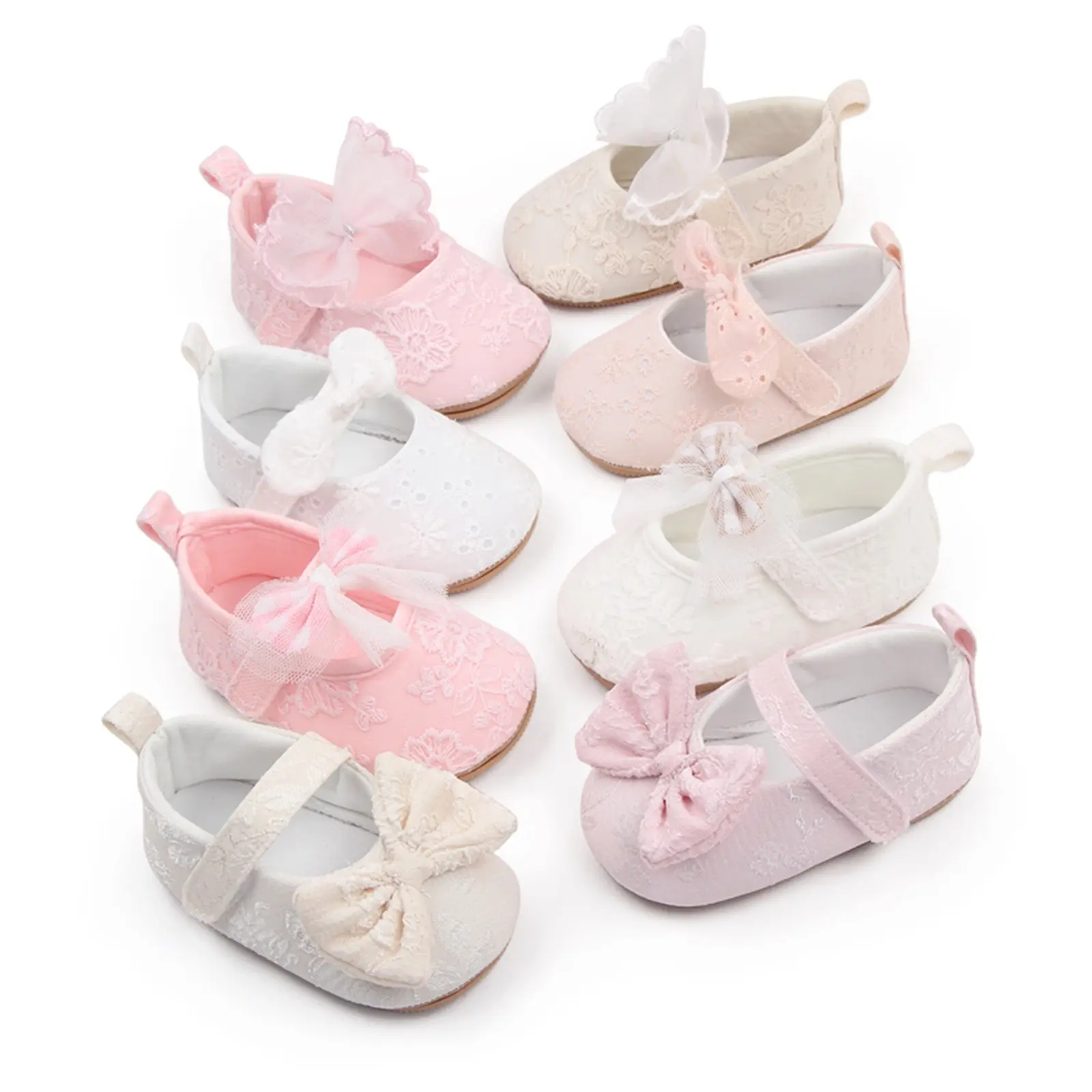 Baby Girls Princess Shoes, Soft Bow Flower Non-slip Bottom First Walker Shoes Toddler Shoes