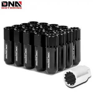 Open End Aluminum Spline Style 16Lug+4Lock Nut+Key M12X1.5 60mm 20mm OD
