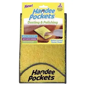 212 MAIN Lightweight Microfiber Dusting Cloth with Handee Pockets, 6.25x9.75", Yellow, 2 per Pack, 6 Total Packs