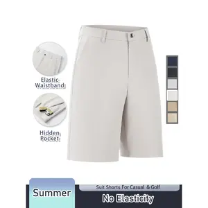 Men's Performance Golf Dress Shorts - Elastic Waist with Hidden Pockets & Back Embroidery (5-Inch Business Casual Hybrid)