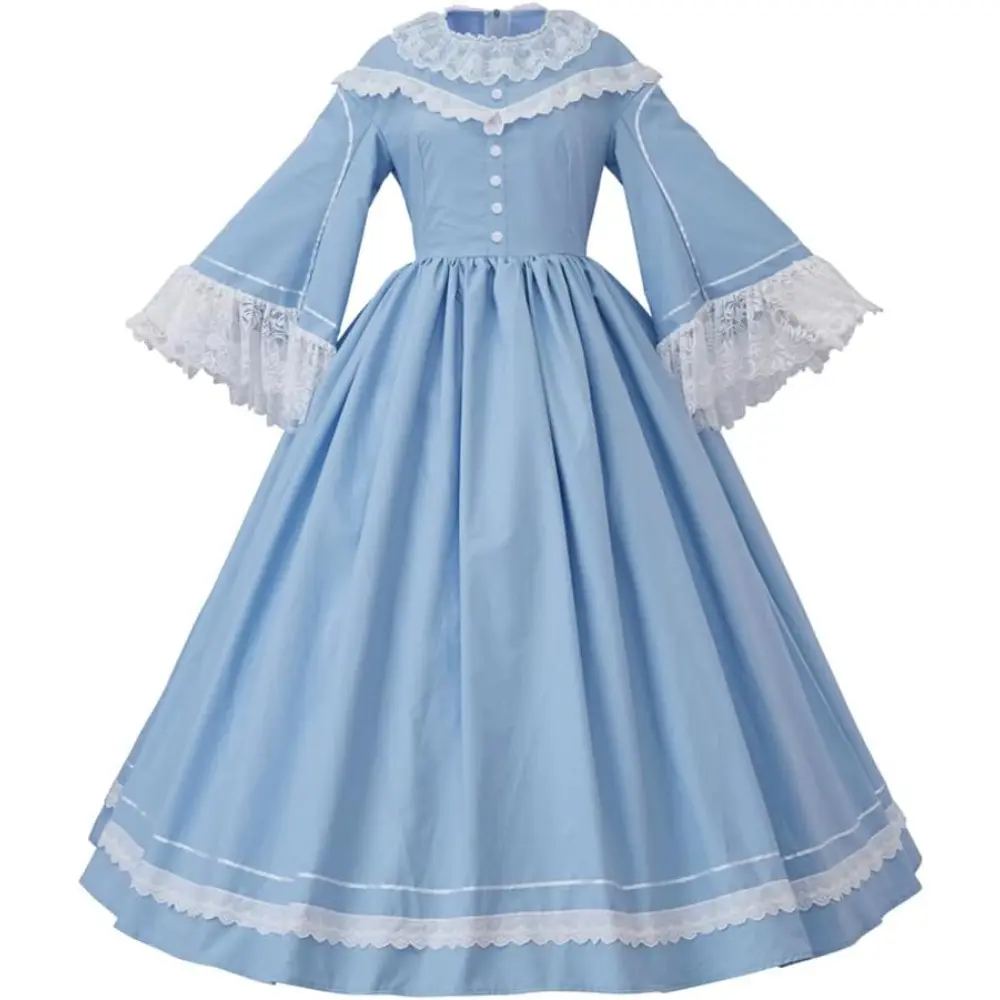 Lady's Elegant Victorian Ball Gown, Vintage Woven Lace 19th Century Historical Dress for Formal Reenactments - Plus Size, Dry Clean, Elegance, Full-Length, Hip, Xxxl, Women, Fabric, Garment, 3Xl, 2Xl, Polyester Fabric