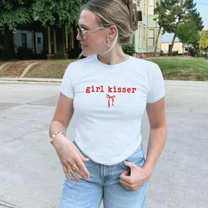 Lesbian Pride Y2K Baby Tee, Girl Kisser Baby Tee, LGBTQIA+ Feminist Sapphic Pride Party Y2K Baby Tee, Lesbian Pride Gift for Her