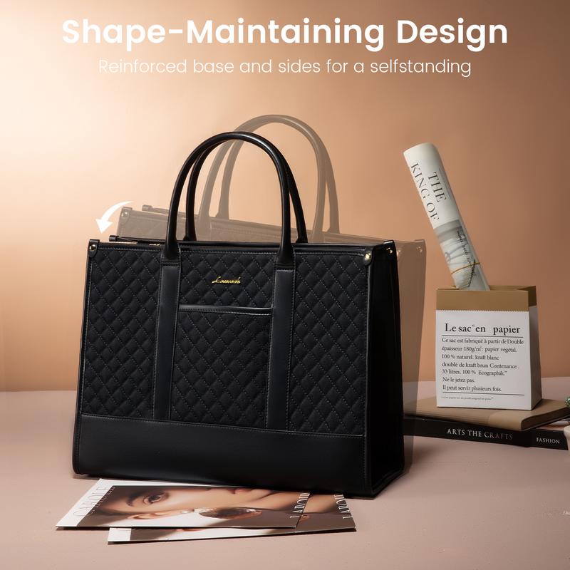 【Valentine's Day Gift】LOVEVOOK Laptop Tote Bags for Women,15.6-17.3 inch Laptop Zipper Work Bags with Clutch Purse,Shoulder Bag with Adjustable Straps & 2 Cup Holders, Women Briefcase for Travel,Teacher,Doctor, Nurse,TikTokShopJumpstartSale