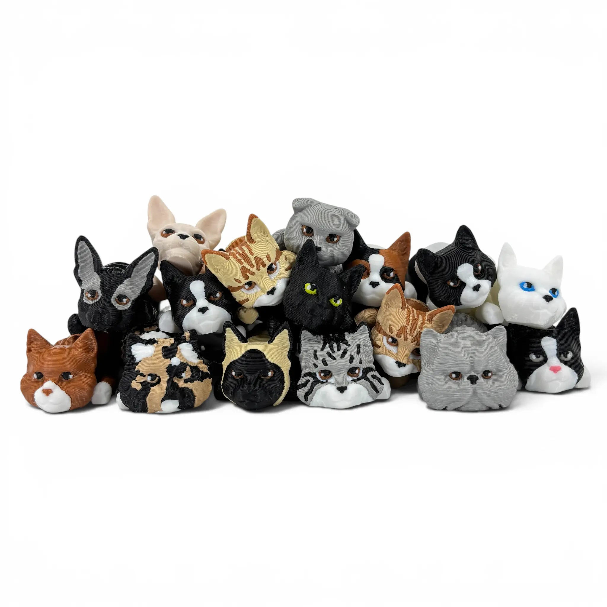 Cat Group Bag Charm Keychain Zipper Pull Kawaii Flexi Fidget Cute Kittens Articulating 3D
