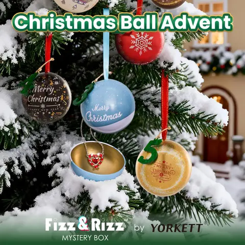 FizzandRizz by Yorkett Women's Elegant Jewelry Set - Christmas Festive Costume Accessories Mystery Gift Box with Random Rings, Bracelets, Necklaces, Charms, Cute Mix, Gift-Swap Ready for Holiday Parties, YOUGGLE