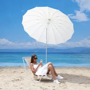 Large 6.5FT Beach Umbrella Aluminum Sunshade for Beach, Poolside & Garden Adjustable Tilt Canopy