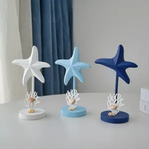 Ocean Style Starfish Decoration Wooden Craft Home Model Room Restaurant Desktop Ornament Creative Display