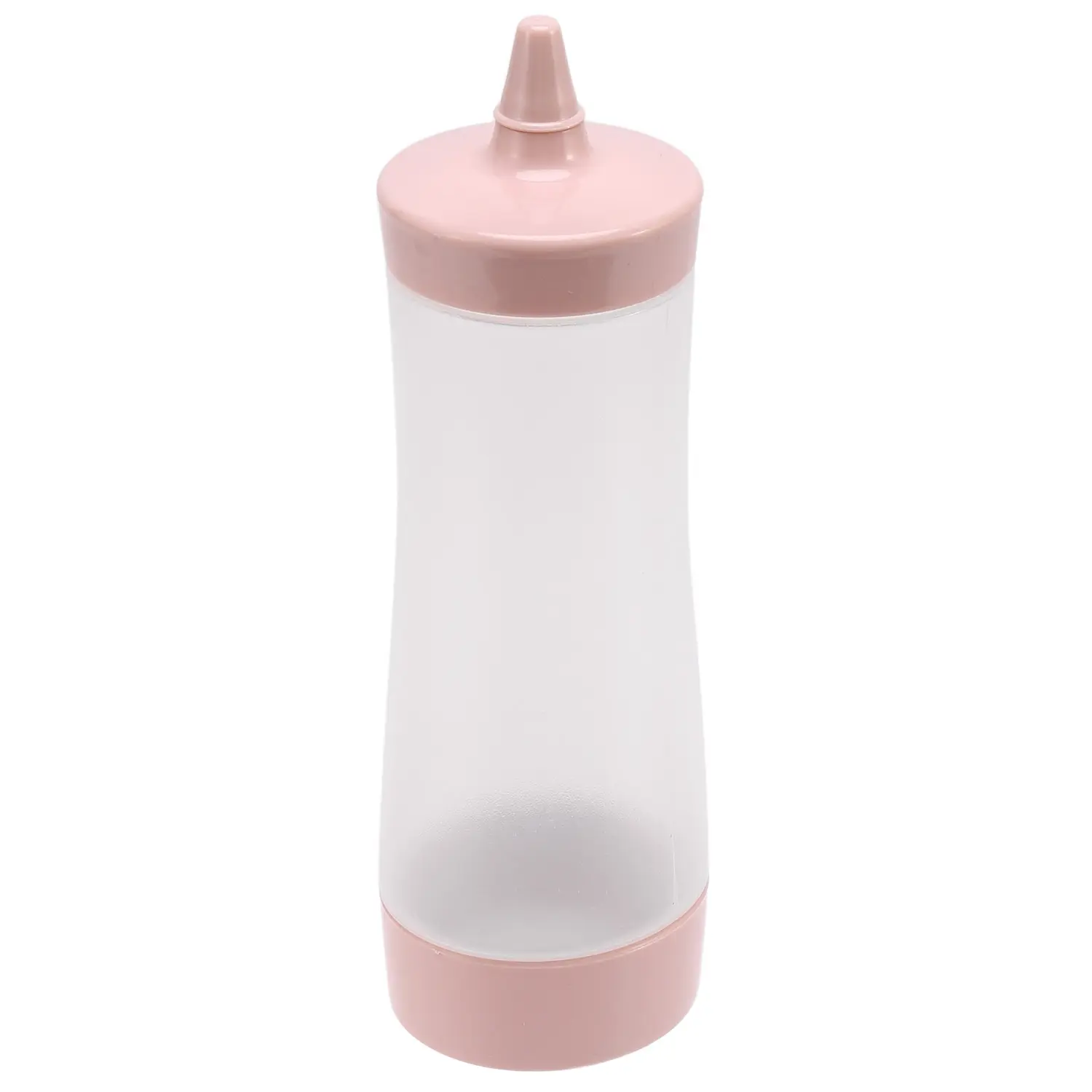 PP+PE Plastic Squeeze Bottle Condiment Dispenser - 19.5cm*6cm Cooking Accessory, Stay-Tight Top, Easy Cut-to-Fit Nozzles for Home Kitchen Cooking Use (Pink + Transparent)