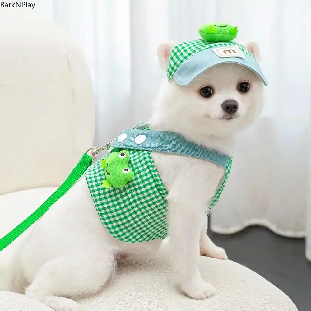 Spring Summer Pet Harness and Leash Set, Cute Frog and Duck Design Vest Harness for Cats and Small Dogs, Comfortable Breathable Adjustable Walking Harness for Outdoor Activities and Daily Walks tiktokshopbacktoschool