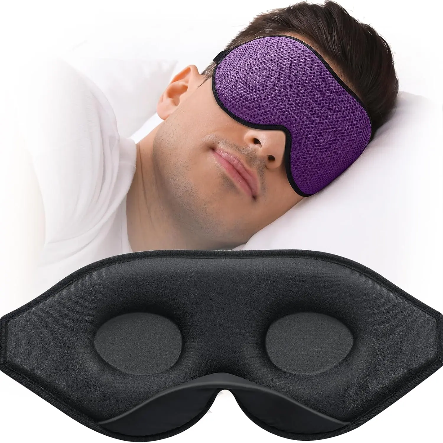 Sleep Mask for Side Sleeper, Eye Mask for Sleeping Women Men, Purple | 3D Contoured Cup No Eye Pressure, 100% Light Blocking Sleeping Mask with Adjustable Strap Night Blindfold Flight, Travel, Nap