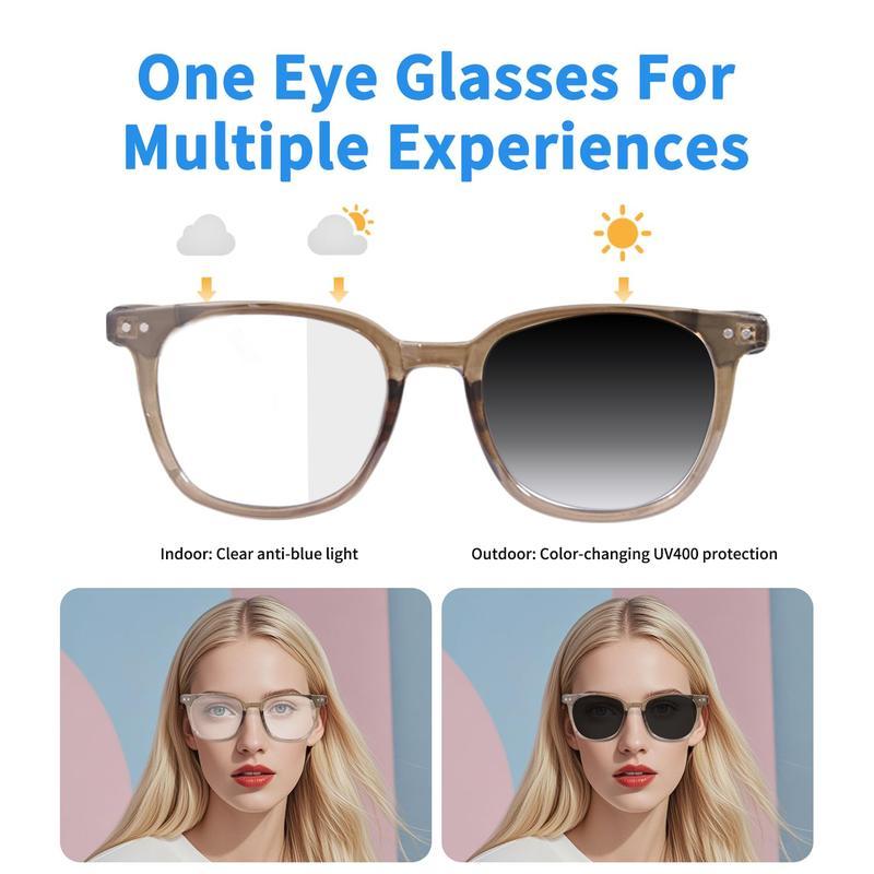 AI Translation Smart Glasses with Bluetooth Auto-Tinting Polarized Lenses Built-in Speakers Mic Blue Light Blocking Wearable Wireless 160 Languages Real-Time AI Translation White