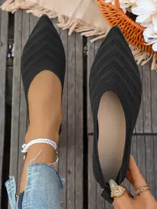 Women's Pointed Round-Toe Low-Top Sneakers, Breathable Linen Upper, Casual Style, Medium Width, All Seasons, Rubber Sole