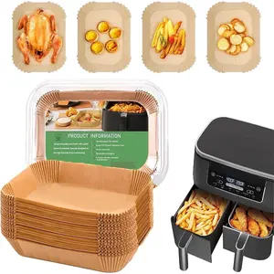 Air Fryer Liners 200 count, Disposable Air Fryer Paper Liners High Temperature Resistant, Rectangle air Fryer  liner 9Qt, Airfryer liner Baking Paper for  DZ201, AirFryer Accessories