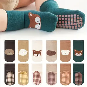 6/12 Twin-Pack Infant & Toddler Large-Area Dot-Printed Trampoline Socks Cartoon-Printed Cute Pattern Walking Socks, Non-Slip Floor Socks for Boys & Girls