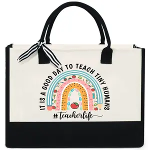 Teacher Appreciation & Day Gifts For Women - Canvas Tote Bag 13oz With Zipper