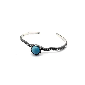 Natural Swedish Blue Gemstone Bangle Birthday Daily Engagement Wedding Anniversary