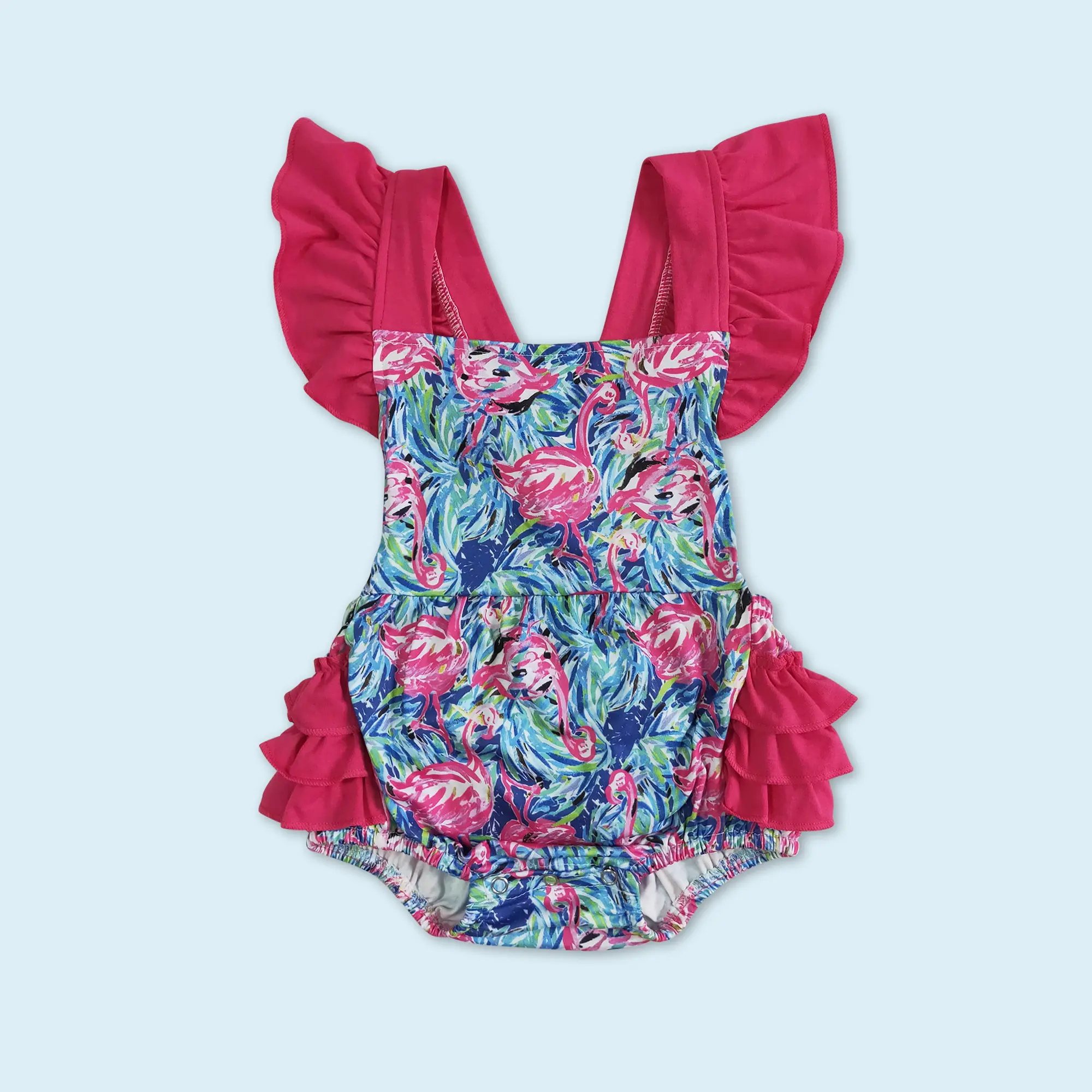 Infant baby girls flamingo floral print boutique romper Infant baby girls flamingo floral print boutique romper