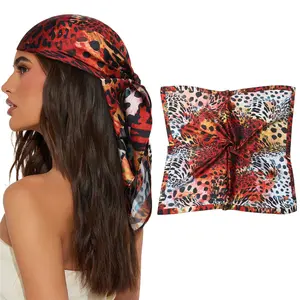27.5” Square Satin Head Scarves Hair Scarf for Women's Leopard Silky Texture Hair Band Bandana Hair Accessories for Women Head Wrap for Sleeping
