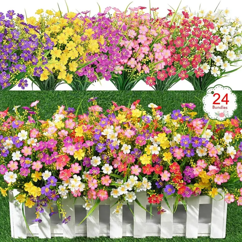 8 Bundles Artificial Fake Flowers, Daisy Flowers With - View #8