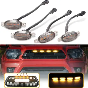 4X Universal Car Front LED Grille Light Yellow Daytime Light LED Decorative Light Eagle Eye Lamp for Off Road