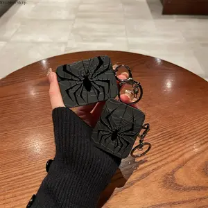 Black Spider Web AirPods Case, Anti-Drop Non-Slip Protective Cover With Portable Keychain, Stylish Gothic Shell Compatible with AirPods 3 4 Pro, Cool Halloween Decor Accessory, Unique Spooky Holiday Gift Choice