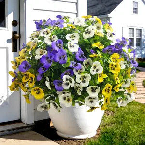 14 Bundle Artificial Flowers for Outdoors, Artificial Plants Outdoor Fake Flowers UV Resistant, Outdoor Fake Plants Plastic Faux Flowers for Porch Window Box Garden