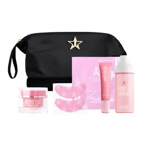 TSA-Approved Jet-Set Bundle - Includes Eye Patches, Magic Star Hydrating Moisturizer (Travel Size), Morning Dew Eye Cream, Glow Face Mist, & Black Travel Skincare Bag