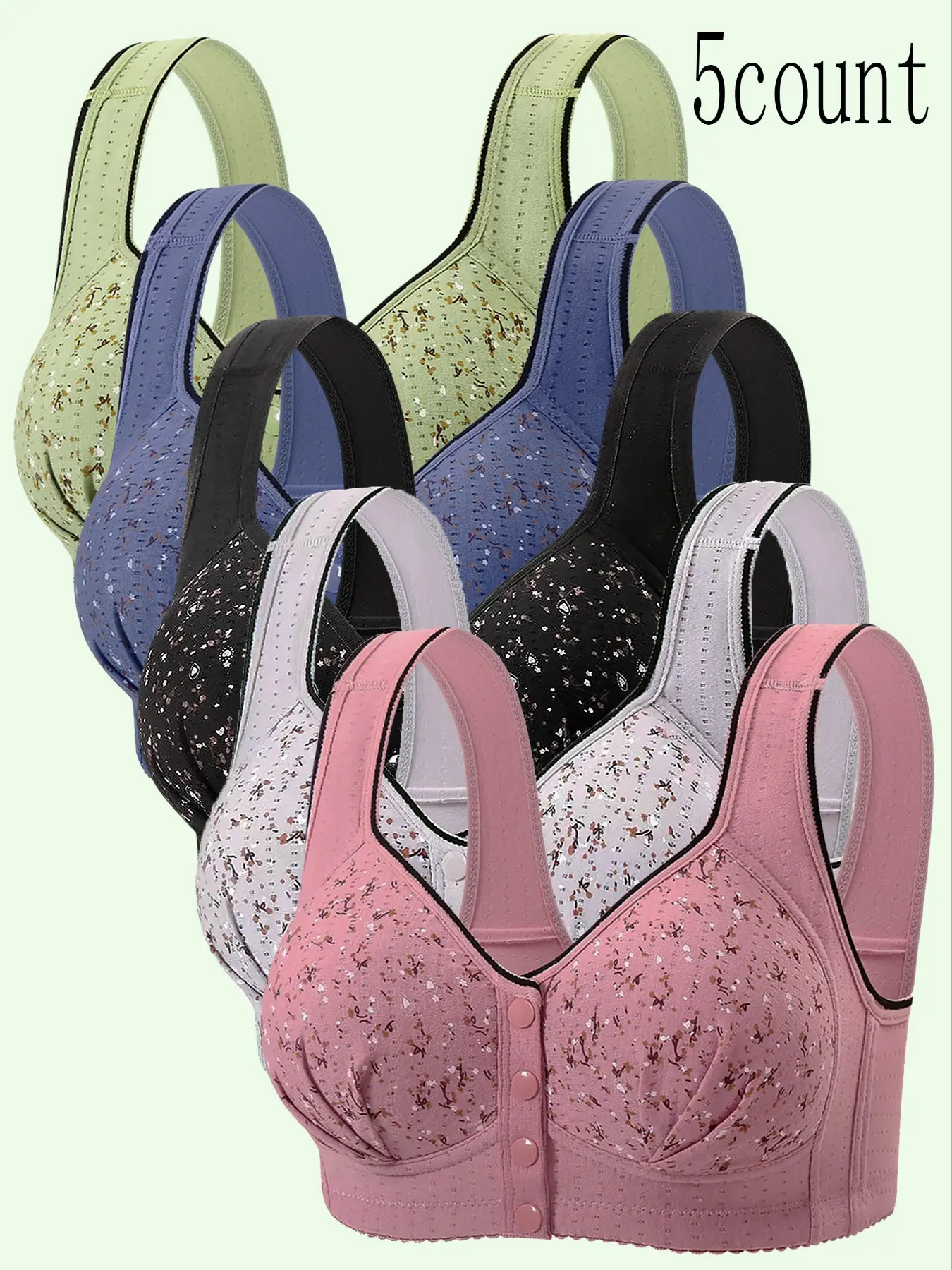 Women's Bra Set, Push-Up Backless Design, Summer Backless Bra, Romantic Sexy Ditsy Floral Style, Ultimate Soft Comfort and Medium Support, Multiple Sizes Available, Casual Fitted Bras Underwear, Floral Balconette Bra, Lift Shape Bra