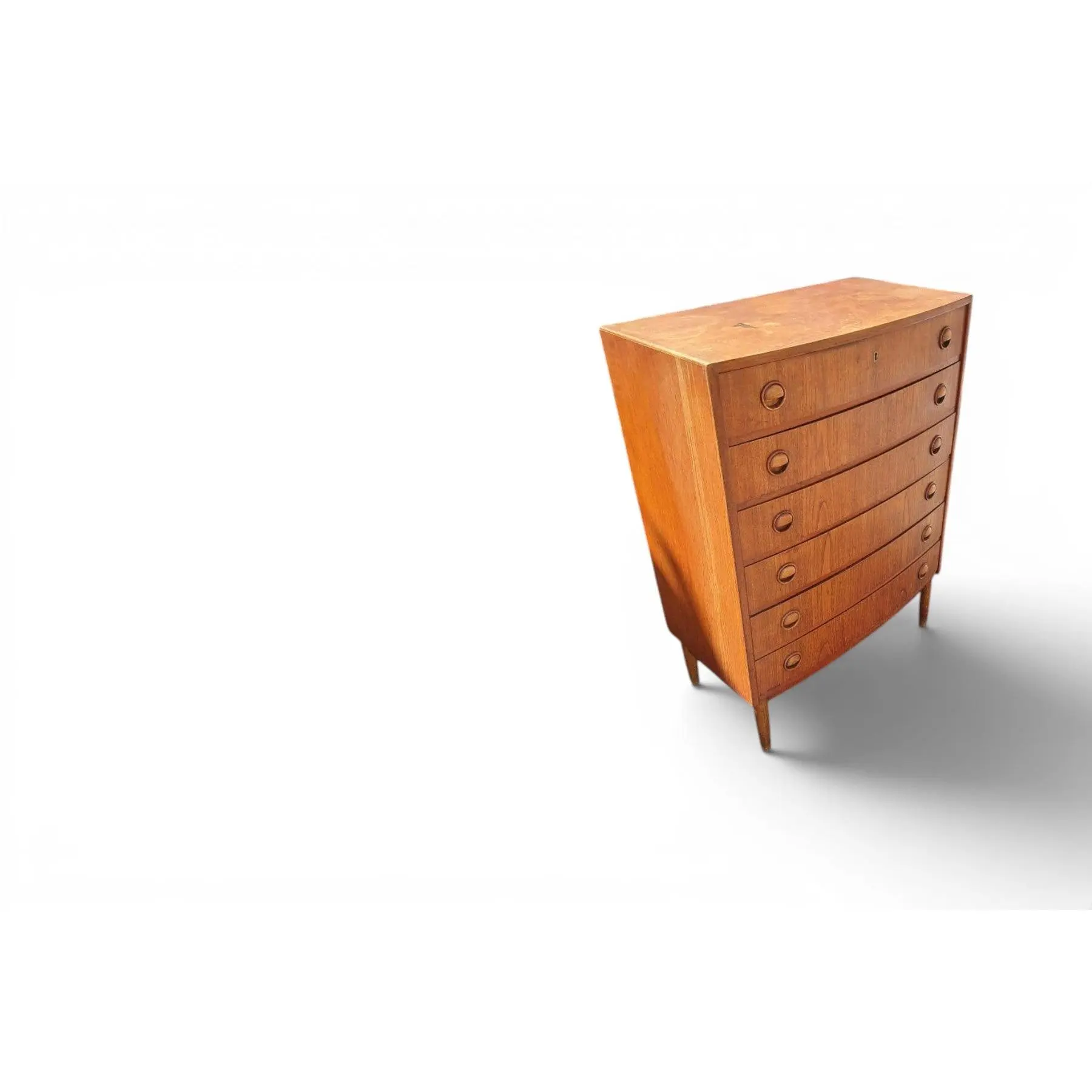 KAI KRISTIANSEN BOW FRONT HIGHBOY DRESSER IN TEAK