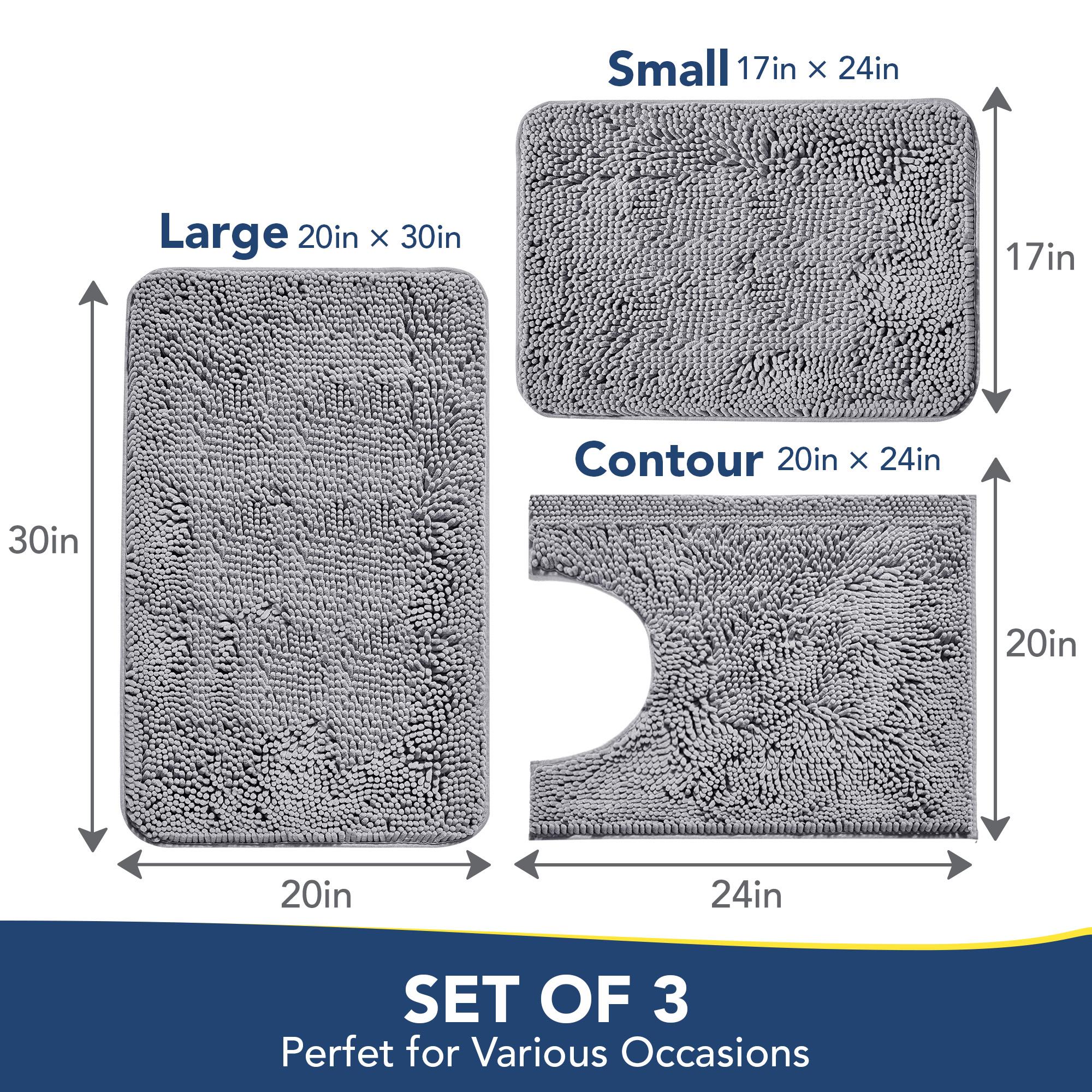 Deconovo Soft Texture Chenille Fabric U-Shaped Toilet Mat - Absorbent, Non-Slip Bathroom Floor Mat for Toilet Area, Bathroom Floor Mats