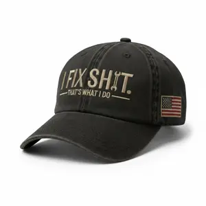 I Fix Sh*t That’s What I Do Vintage Wash Dad Hat, Bold Funny Embroidered Low Profile Baseball Cap, Adjustable Cotton Hat for Mechanics Technicians and DIY Guys, Casual Everyday Workwear Style, Great Gift for Dad Grandpa Men