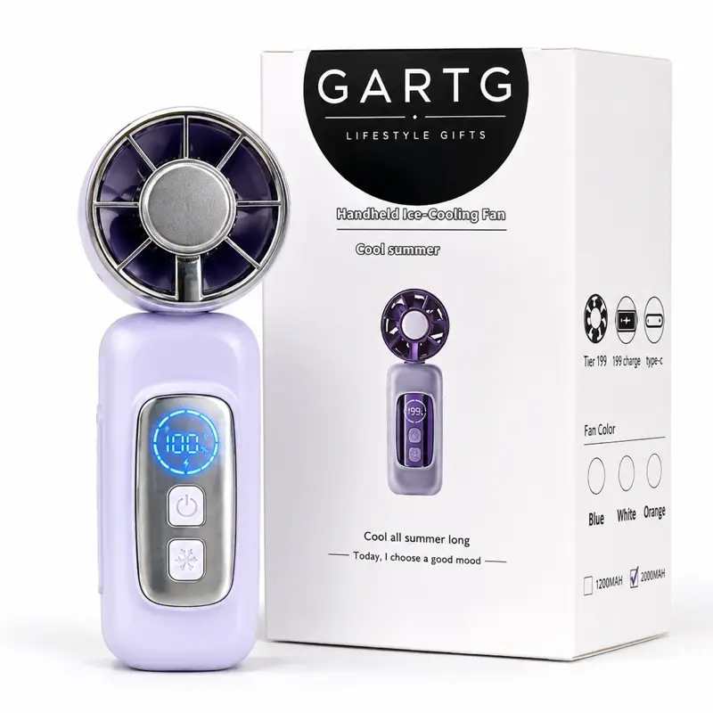 GARTG Mini Portable Clip Fan - 5 Speeds, Ice Cooling, Rechargeable, Quiet Personal Fan