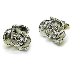 White Gold filled studs Earring flower design