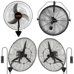 VEVOR 18/20/24/30 Inch Wall-Mount Misting Fan, 3-speed IP44 Waterproof Oscillating, Max.4000 4650 7000 9500 CFM Wall Mounted Fan for Outdoor, Commercial, Residential, Greenhouse, Workshop, Patio, Black, ETL Listed