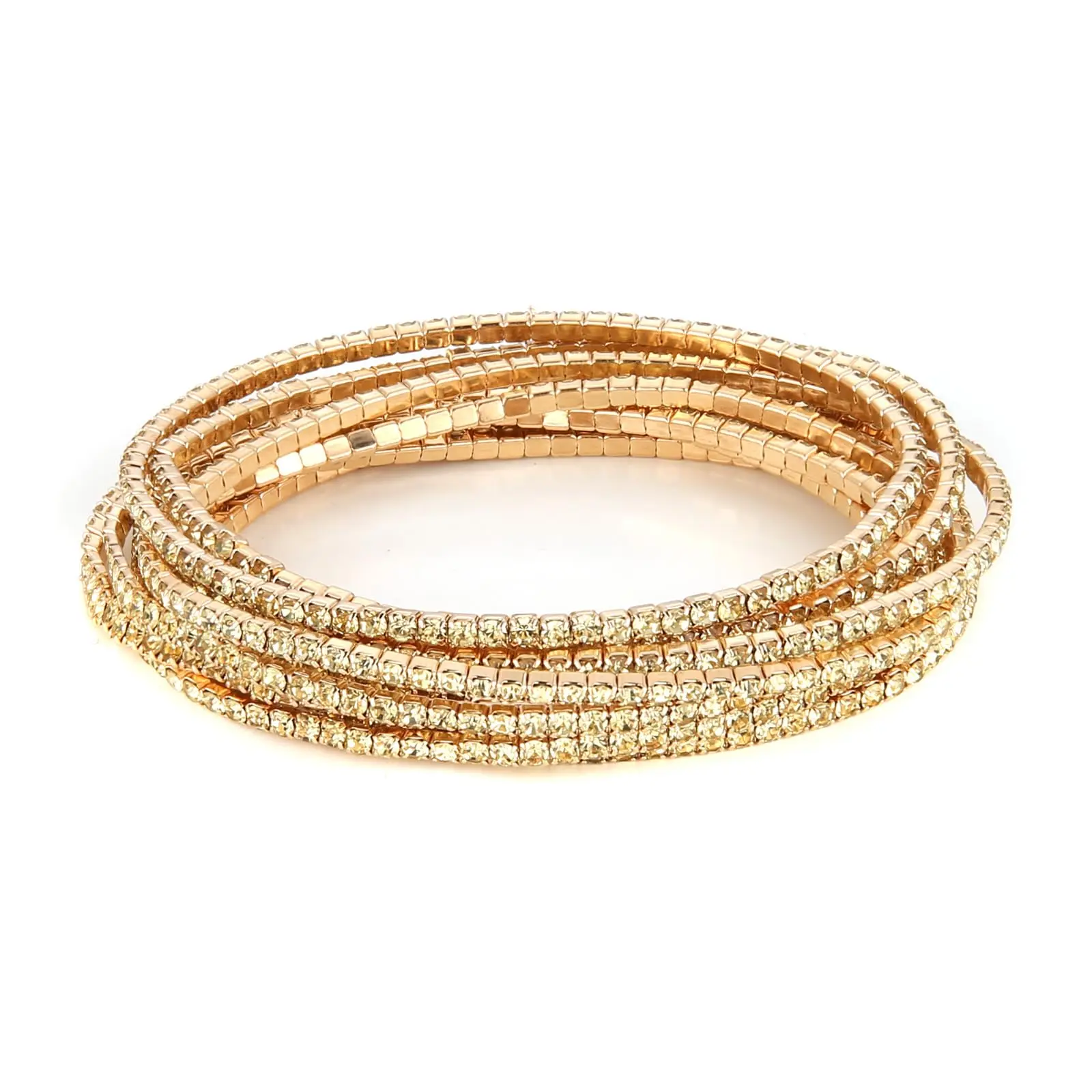 HZMAN 10 Pcs Tennis Bracelets Set for Women14K Gold Plated Dainty Cubic Zirconia Adjustable Stackable Stretch Bracelet Wedding Party Jewelry Gift（6.5Inch）