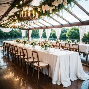 Long Tablecloth, Luxurious Rectangular Table Cover, Perfect for Weddings, Birthdays, Graduations, Baby Showers, 240cm Wide